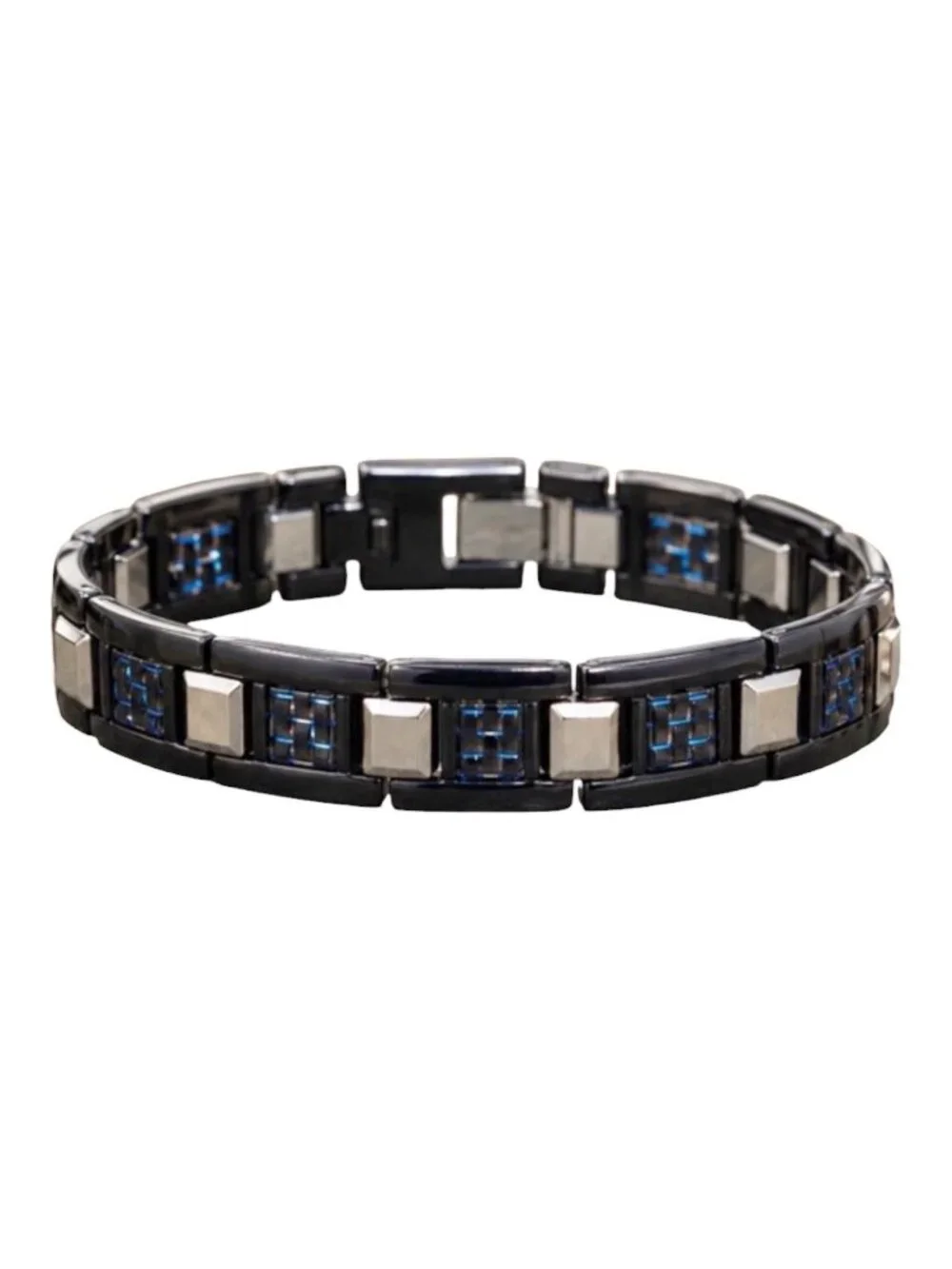 Robert Alton SHR Men's Bracelet Tungsten Black/Blue Carbide Stainless Steel
